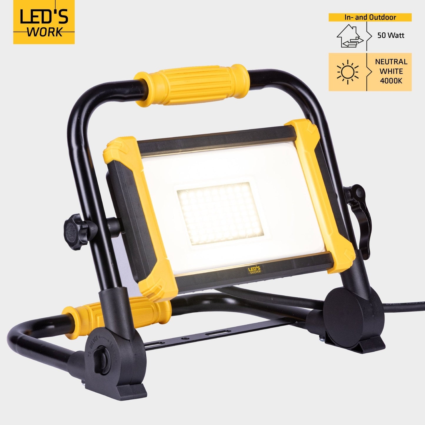 LED's Work Opvouwbare Bouwlamp 6400 - 50W LED vervangt 500W halogeen - 5 meter kabel