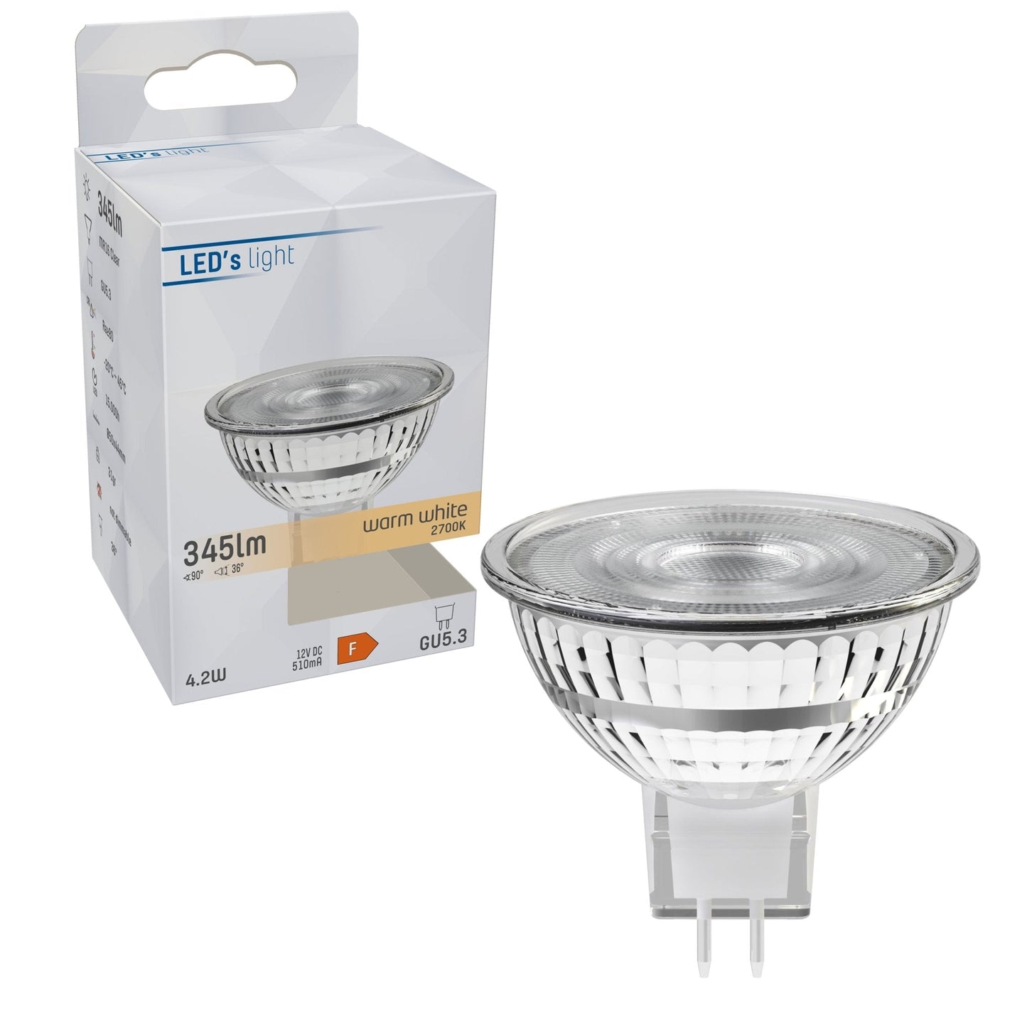 LongLife LED Lamp GU5.3 - 12V - MR16 Spot - Warm wit - 4W vervangt 35W