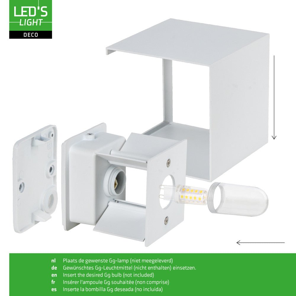 Lumo Cube Wit - Wandarmatuur zonder lichtbron - Excl 1xG9 - IP65