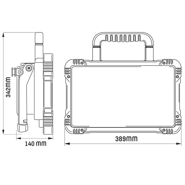 LED's Light 18V Hybride LED Bouwlamp 5500lm - Incl Adapters - Bedraad en draadloos te gebruiken – IP54 – Rough Service Tested – 47W
