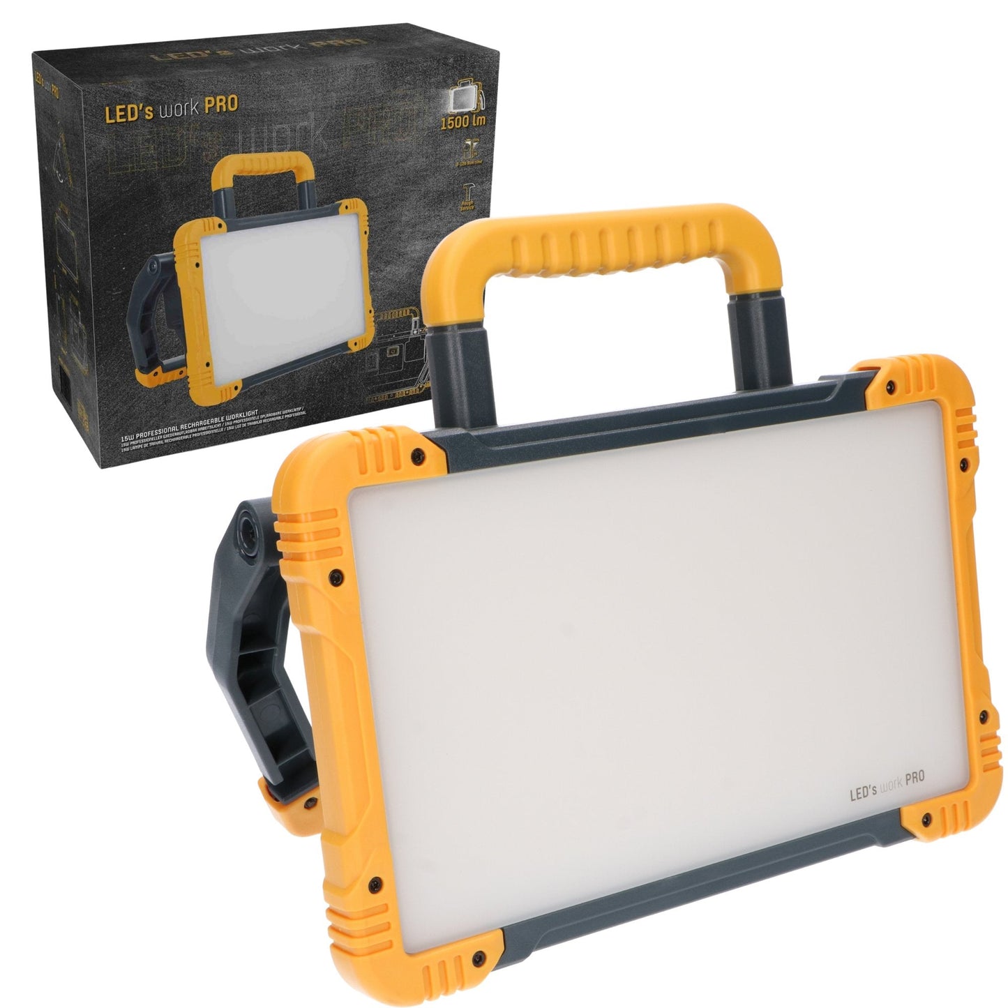 LED's Work Oplaadbare LED Bouwlamp 1500 - Draadloze werking op accu – IP54 – Rough Service Tested