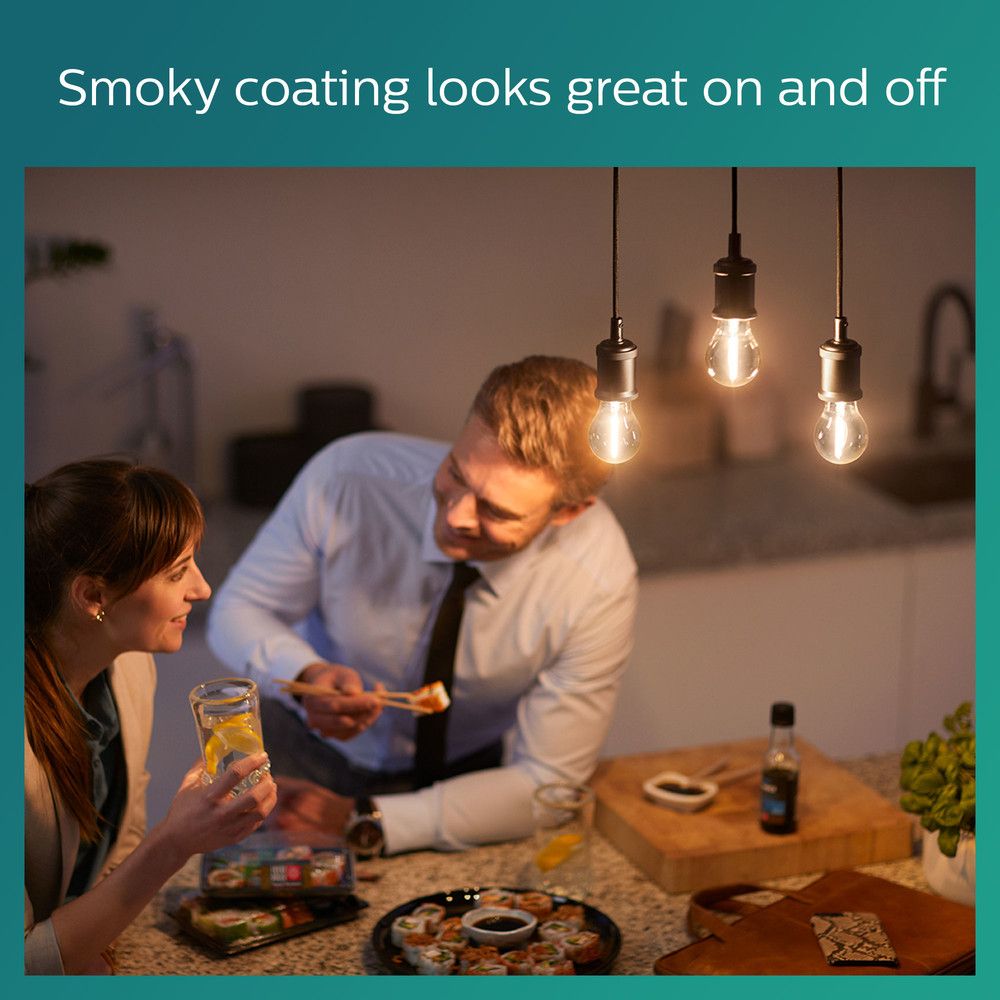 Philips LED Filamentlamp E27 met rookglas - 2.3W vervangt 11W - Warm wit licht