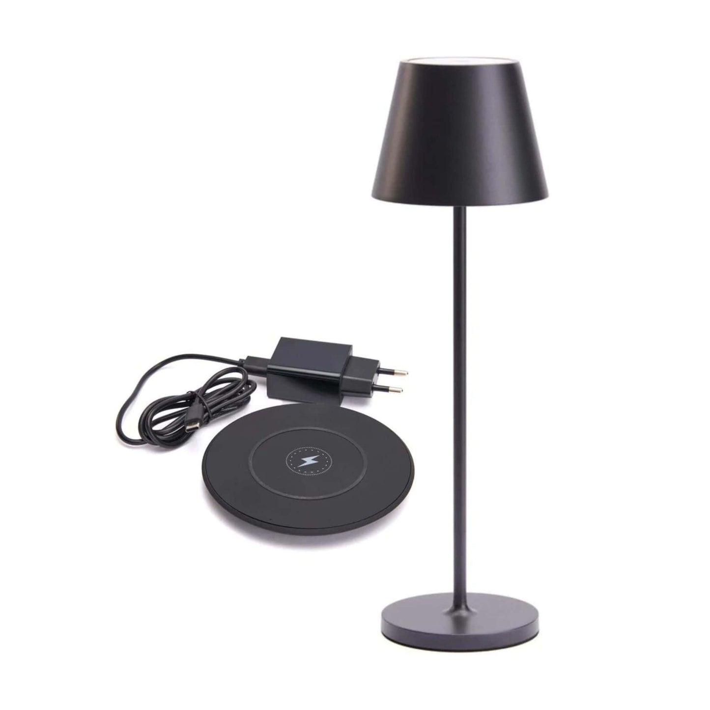 Premium LED Tafellamp met oplaadstation - Oplaadbaar & Draadloos - Voor binnen en buiten - Grijs