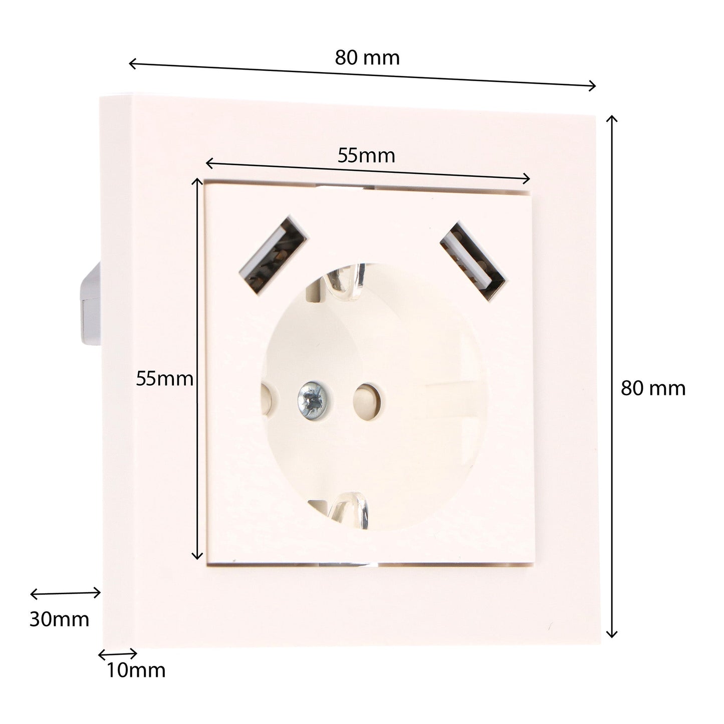 ProCharge Wandcontactdoos met 2 USB snelladers - Universeel - Wit - RAL9010