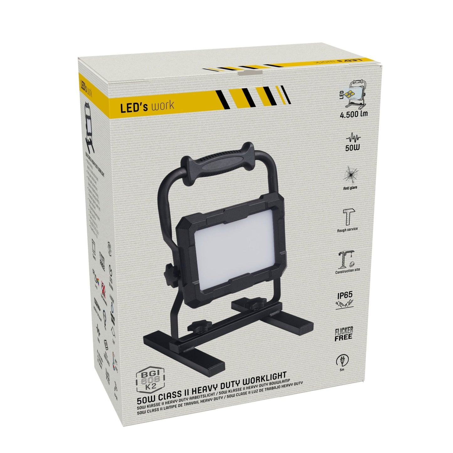 LED's Work Professionele LED Bouwlamp 4500 - Rough Service Tested - 5 meter snoer - 50W - IP65