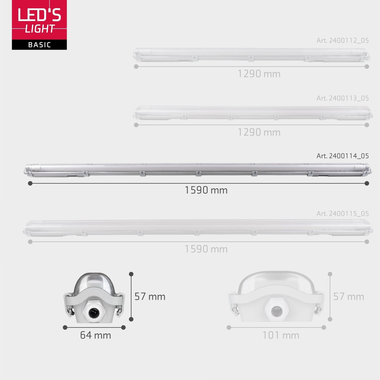 4 PACK - LED's Light LED TL 4 armaturen met lampen 150 cm - Koud wit licht 6500 K - Waterdicht - Complete set - 4 stuks