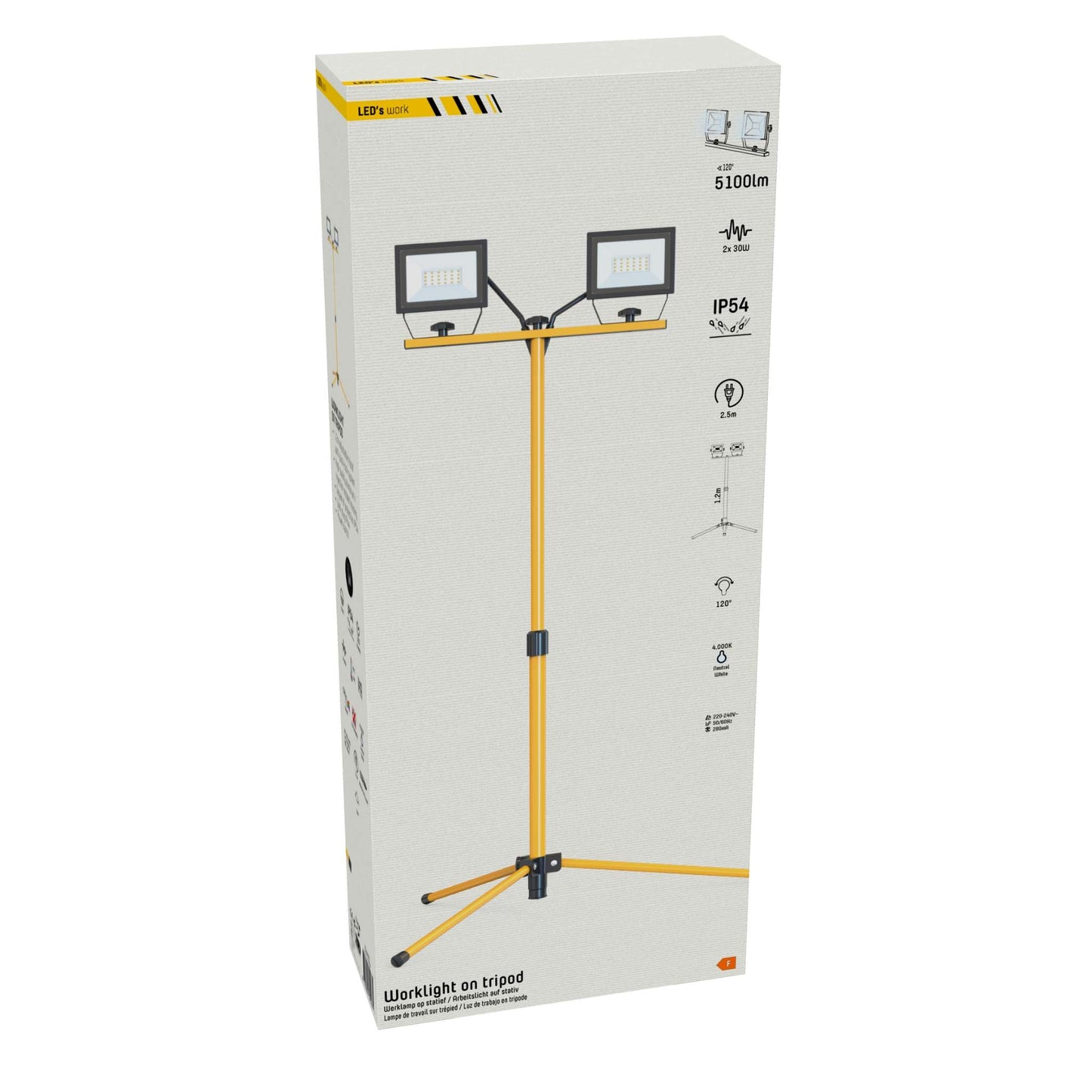 ProWork DUO Tripod LED werklampen op statief - In hoogte verstelbaar - 6370 lm