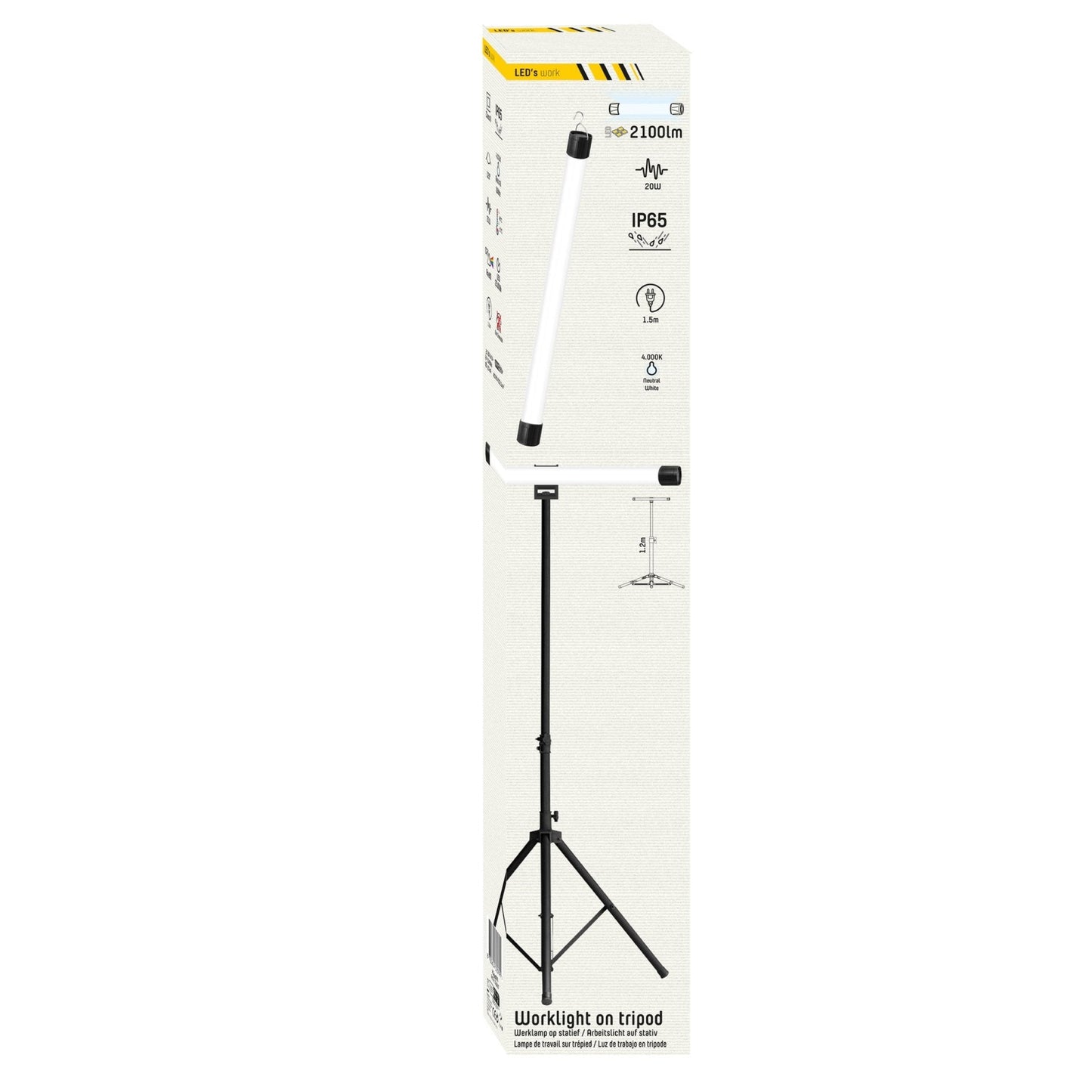 LED's Work Bouwlamp op Statief 1500 - In hoogte verstelbaar tot 120 cm en draaibaar - Lichtgewicht - 20W