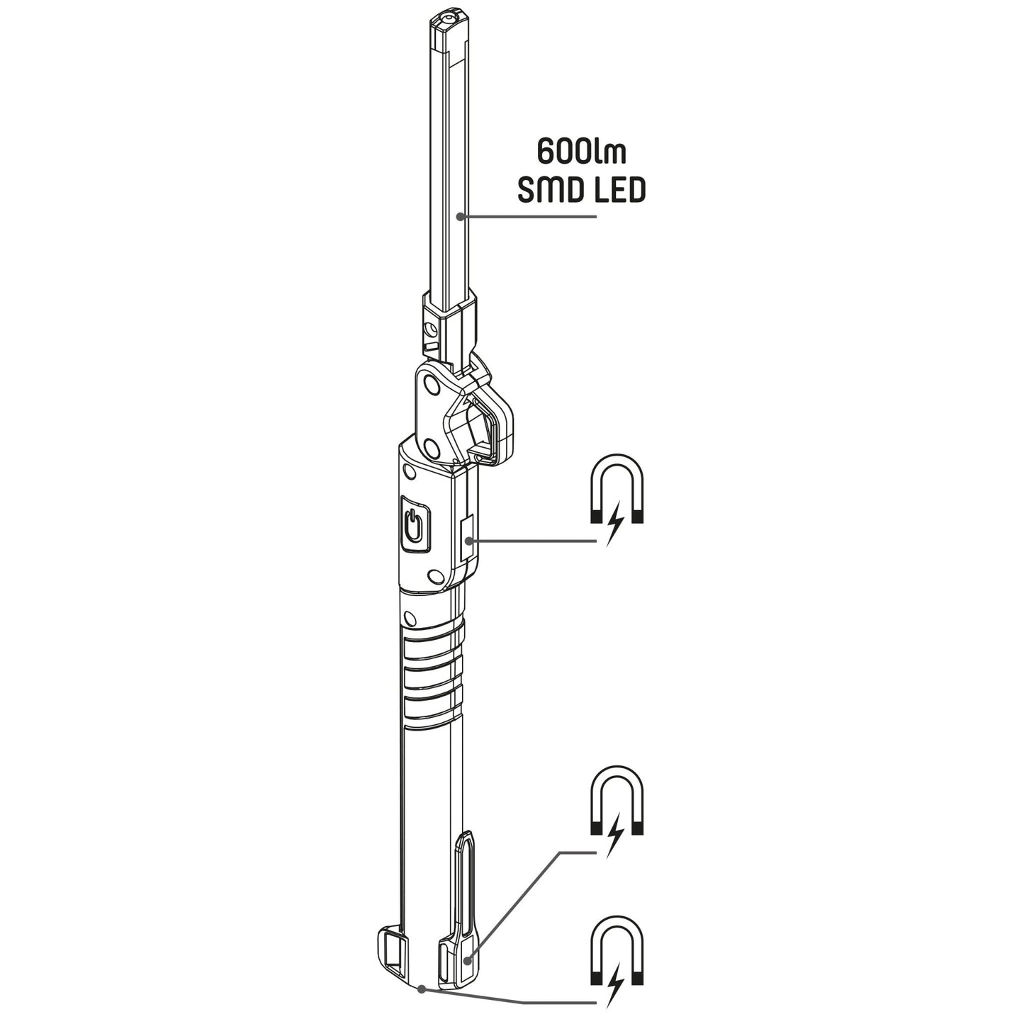 LED's Work Oplaadbare Looplamp 500 - Inspectielamp - Inklapbaar & Draadloos - Met magneet en haak