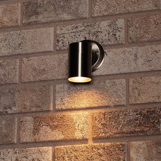 RVS LED Muurlamp Buiten - Spot met GU10 fitting - Model Monza - IP44 - Zilver