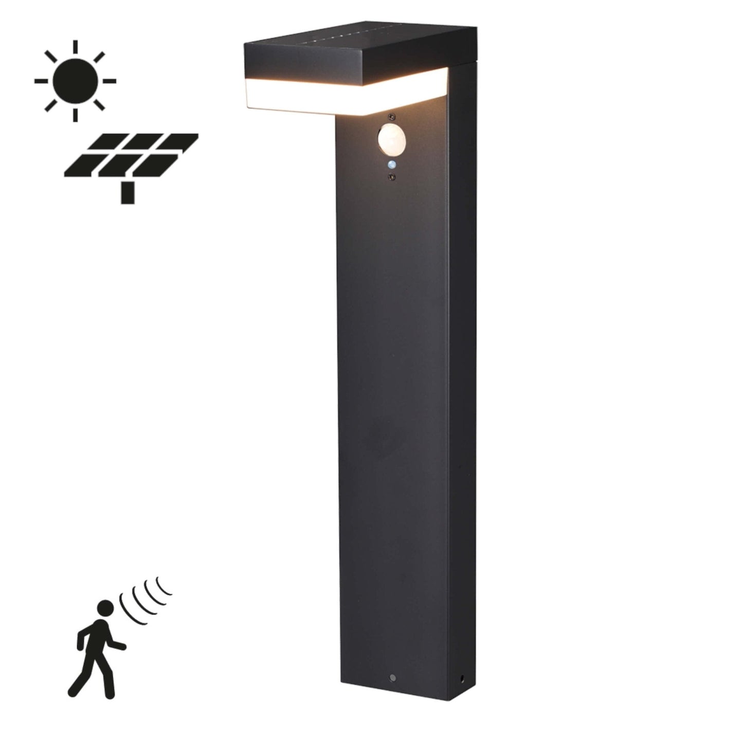 LED's Light RVS Solar LED Tuinlamp Paallamp met Bewegingssensor - Draadloos - 3 standen - Zwart