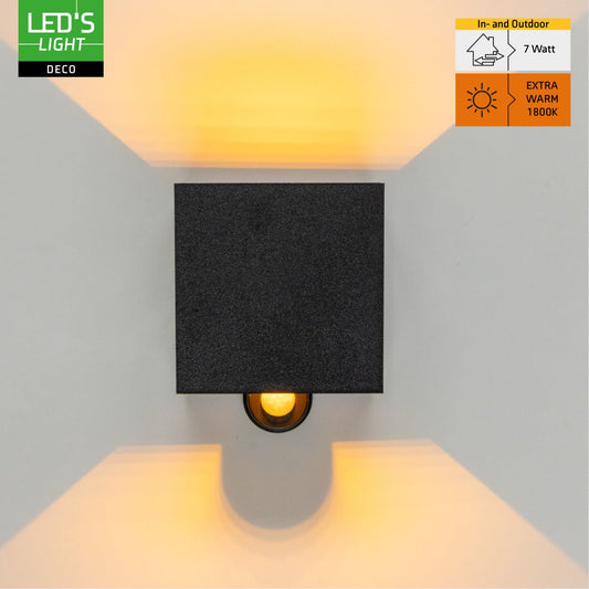 Lumo Qube Sensor Wandlamp Buitenlamp met lichtbron - 380lm 1800K - Zwart