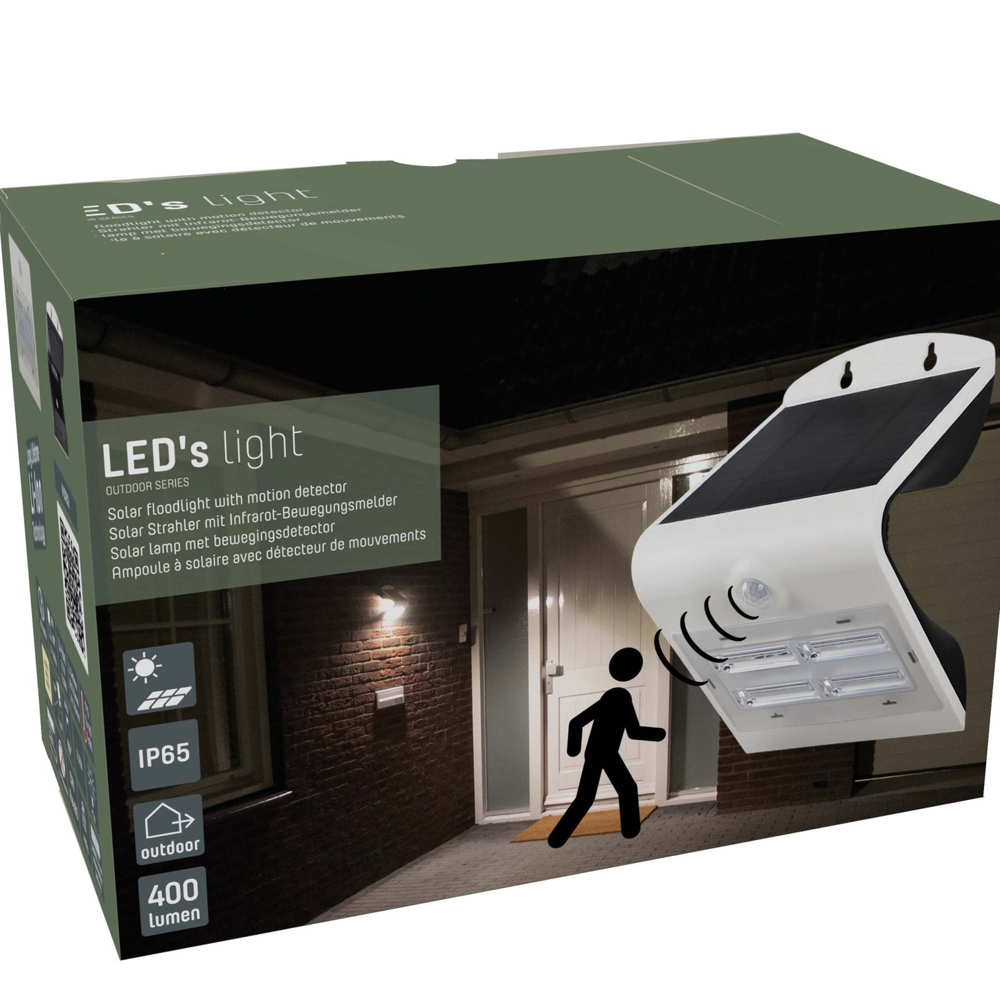 LED's Light Solar LED Wandlamp met Bewegingssensor 400 - 3 lichtstanden - Automatisch aan/uit - Wit
