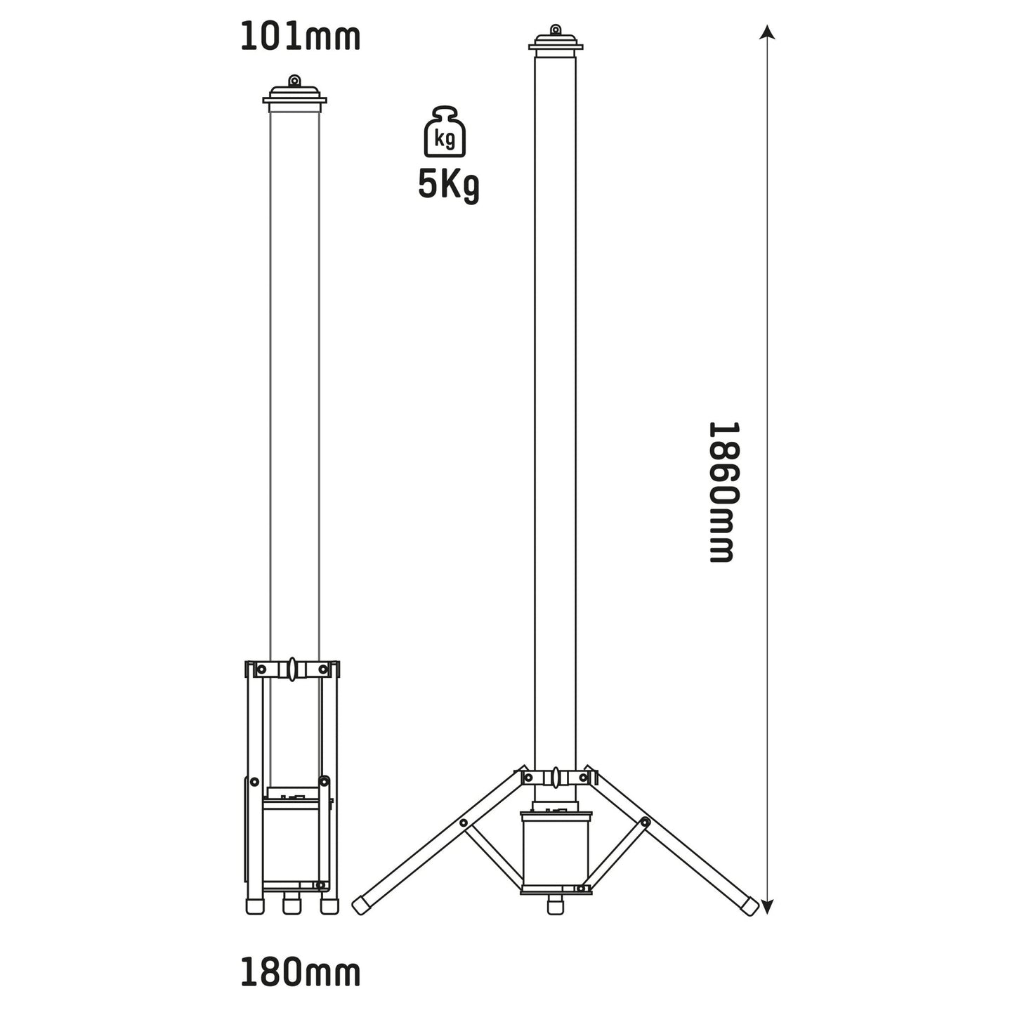 LED's Work Tripod Bouwlamp 12000 - 360 graden rondom licht - Extra stopcontact aansluiting - IP54 waterdicht - 100W