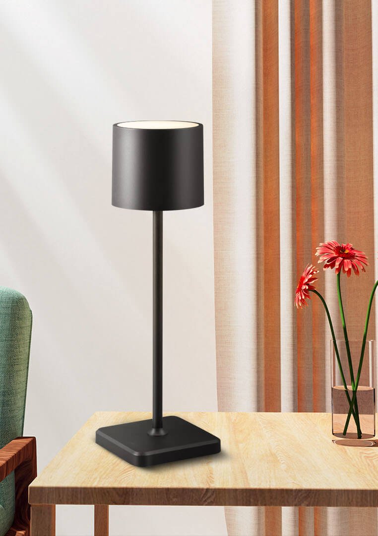 TouchDim Oplaadbare LED Tafellamp - Dimbaar via aanraking - Binnen en buiten - Zwart