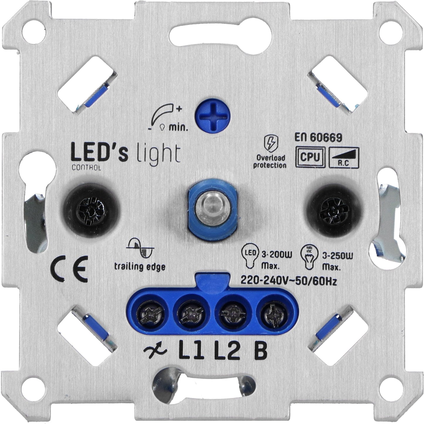 Universele LED draai dimmer tot 250 watt - Geschikt voor alle dimbare lampen - 2 draads