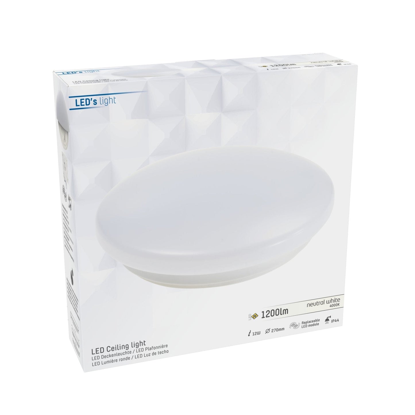 LED's Light Universele Plafondlamp 1200 - Ø 27 cm - Koel wit (4000K) - Spatwaterdicht IP44