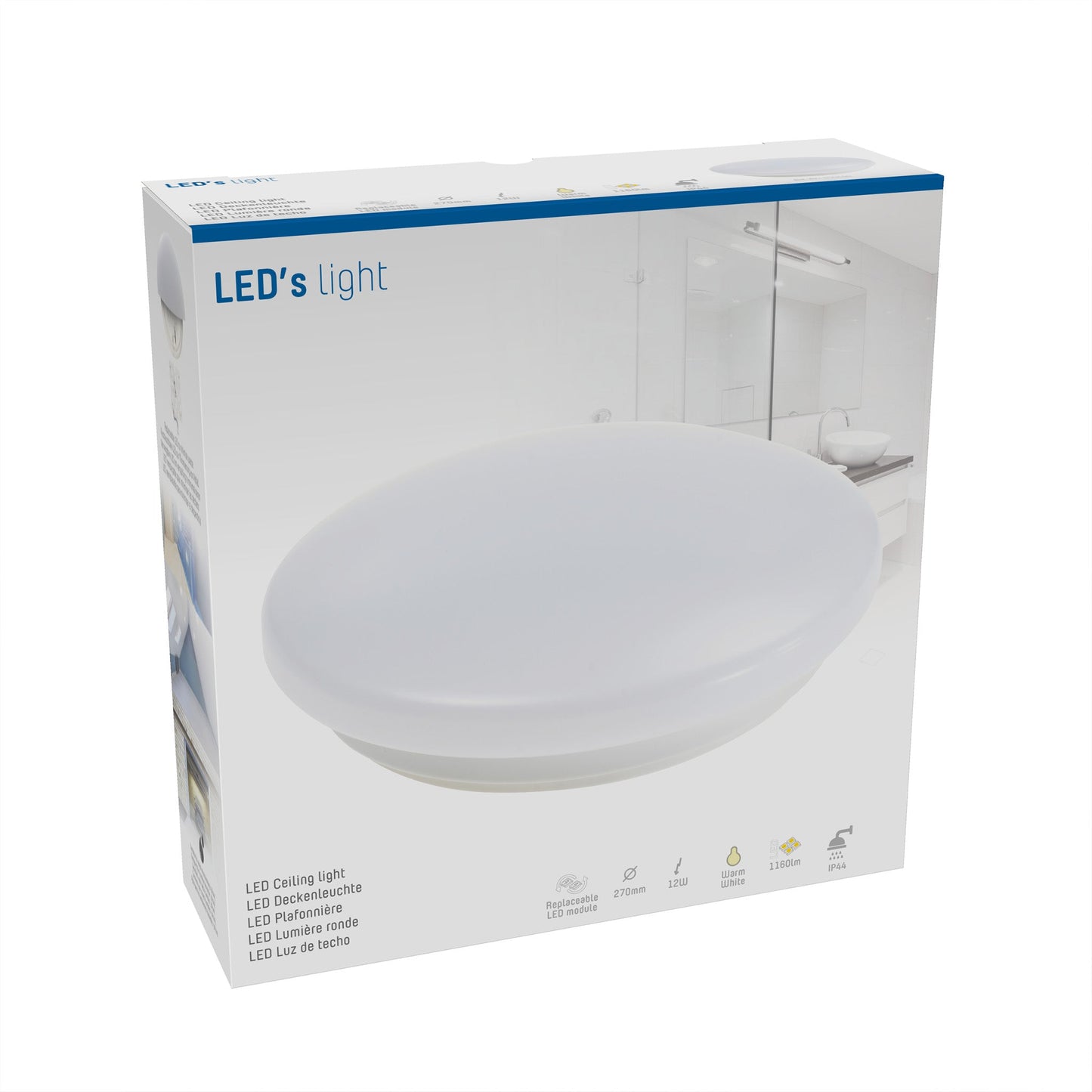 LED's Light Universele Plafondlamp 1160 - Ø 27 cm - Warm wit (3000K) - Spatwaterdicht IP44