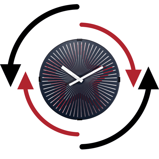 Wall clock-  30 cm - Plastic - Motion clock-  'Motion Star - Red'