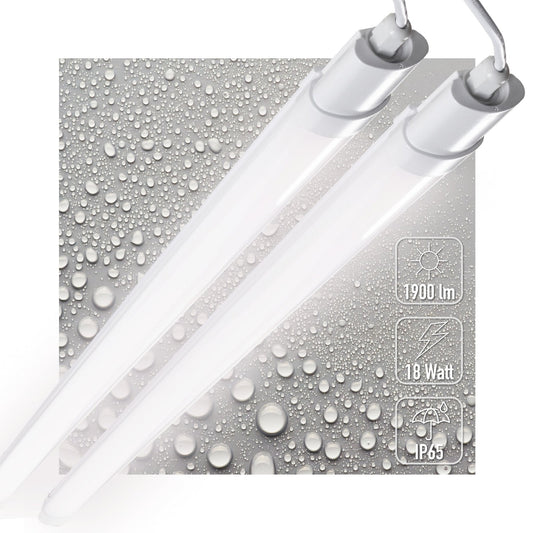 2 PACK - LED's Light TL Licht balk 120 cm - Geschikt voor alle binnen en vochtige ruimtes - 18W - IP65