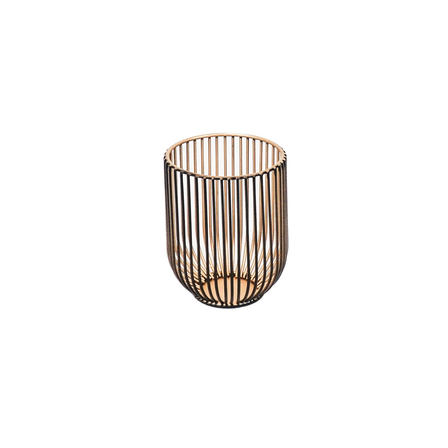 Kaarshouders - Metalen - Set van 2 - Zwart/Goud - 13x13x16cm & 9x9x11cm