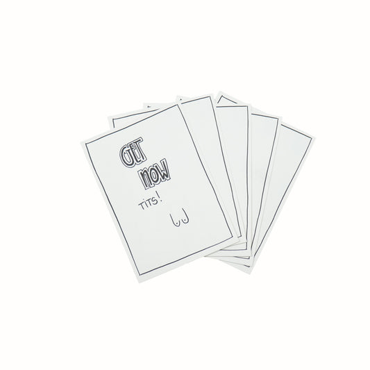Ansichtkaart - Get Now Tits - Papier - Set van 5 - A6