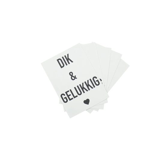 Ansichtkaart - Dik & Gelukkig - Papier -  Set van 5 - A6