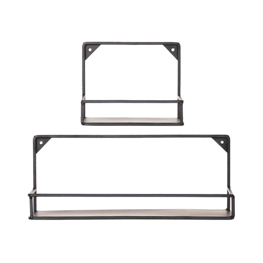 Wandplanken - Metaal - Zwart -  Set van 2 - 20x16 en 40x16cm