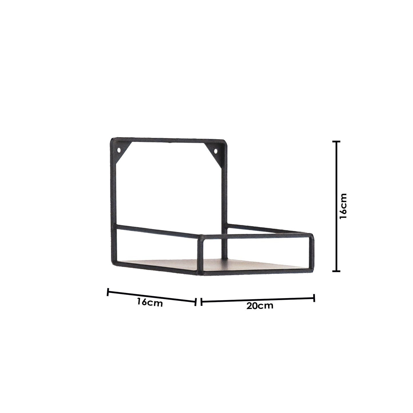 Wandplanken - Metaal - Zwart -  Set van 2 - 20x16 en 40x16cm