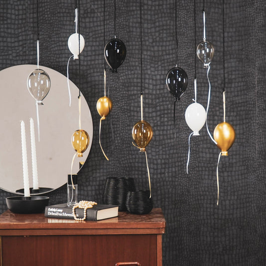 Ornament - Ballonhanger - Glas - Goud - 5x8cm