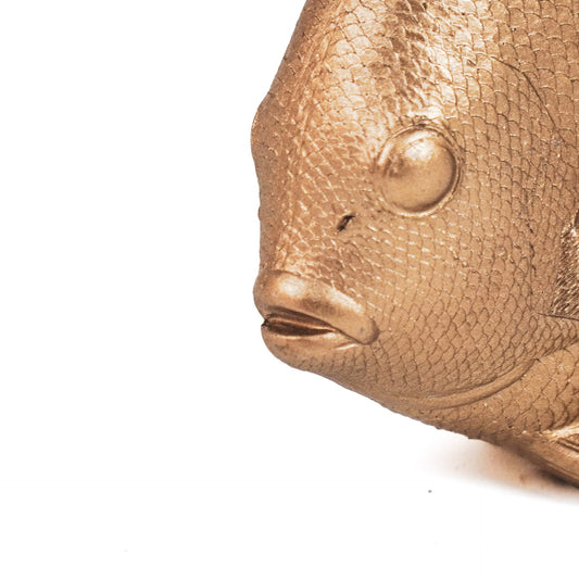 Ornament - Platvis - Polyresin - Goud - 19,5x10,5x16cm