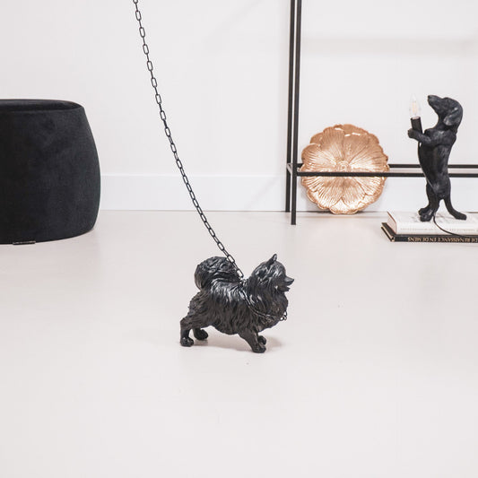 Ornament - Pomeriaan - Hond - Polyresin - Zwart - 23x10x18cm