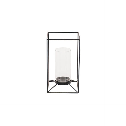 Windlicht - Metaal/Glas - Zwart - 14,5x14,5x25cm