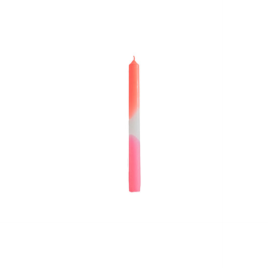 Kaarsen - Dipdye Dinerkaars - Neon Roze/Wit/Neon Rood - S4 - 2,1x25 cm
