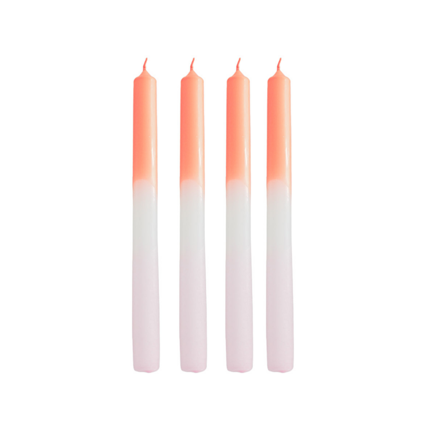 Kaarsen - Dipdye Dinerkaars- Neon Oranje/Wit/Licht Roze - S4 - 2,1x25 cm