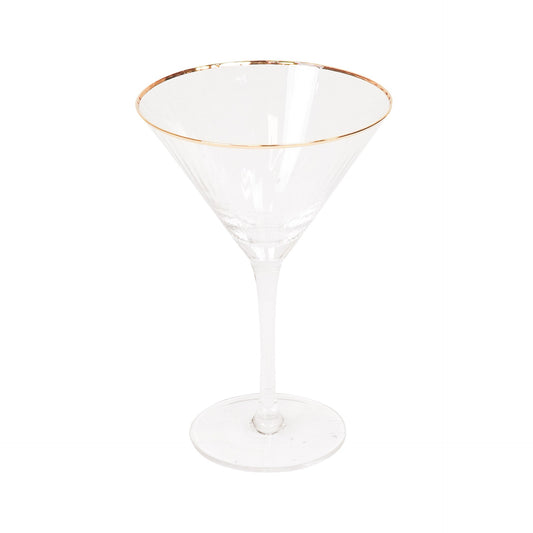 Martini Glas - Helder/Goud - Set van 2 - 12x12x18,5cm