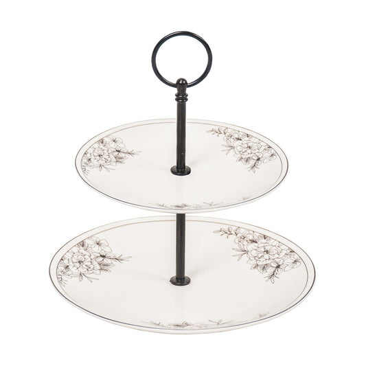 Etagère - Les Fleurs - 2 lagen - Newbone China - 28x23cm
