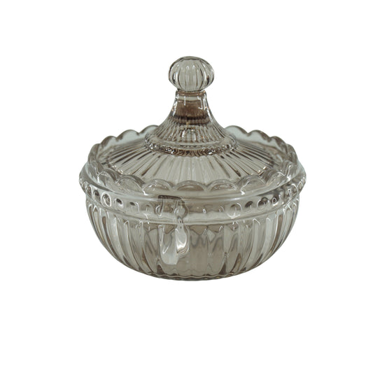 Sierpotje - Opbergpotje met deksel - Glas- Bruin - 9,5x9,5cm