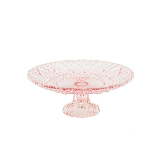 Servies- Taartplateau - Glas- Roze- 22,5x8 cm