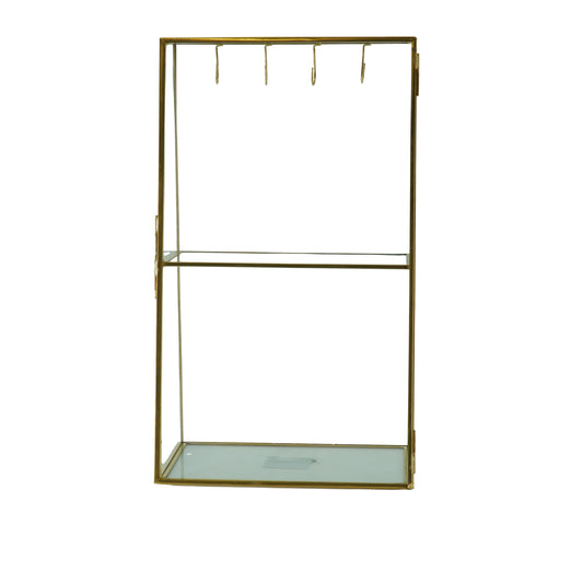 Sieradenhouder- Opbergkastje - Glas/ Metaal- Goud-18x11x31cm