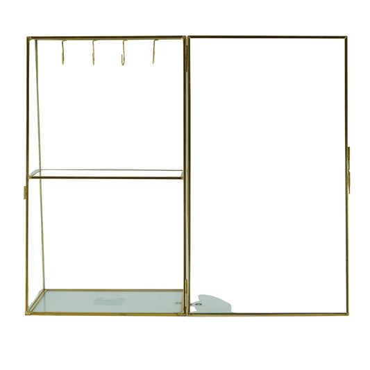 Sieradenhouder- Opbergkastje - Glas/ Metaal- Goud-18x11x31cm