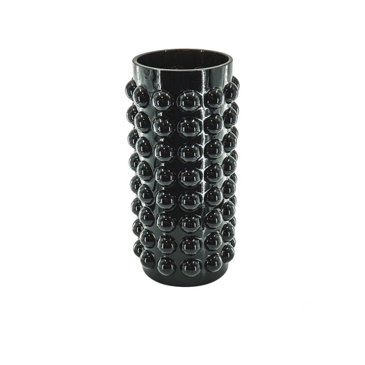 Vaas - Rond- Gespikkeld Glas- Zwart - 15x8x25cm