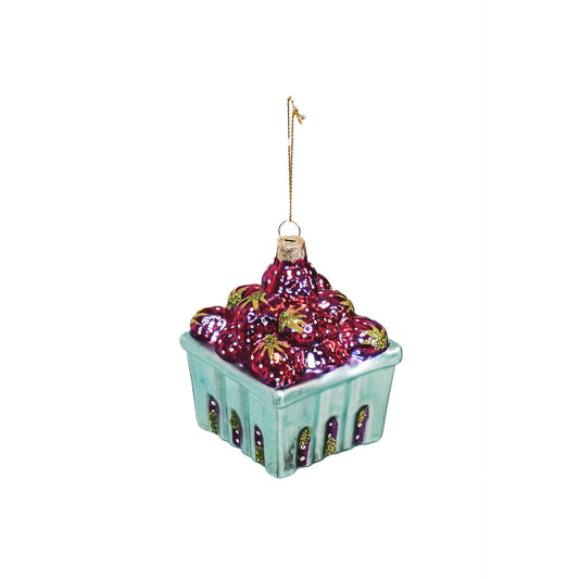 Kersthanger - Aardbei - Glas - Rood - 7x7x9,5cm