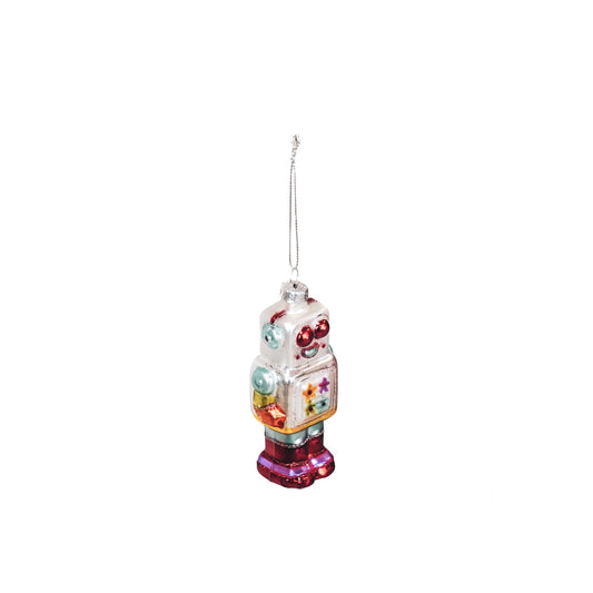 Kersthanger - Robot - Glas - Wit - 5x3,5x10,5cm