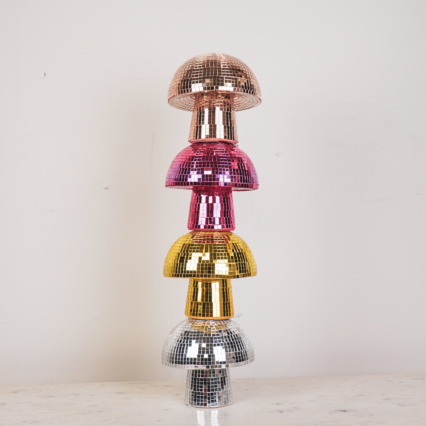Beeld - Disco - Mushroom - Glas/Keramiek - Roze - 14x14x14cm