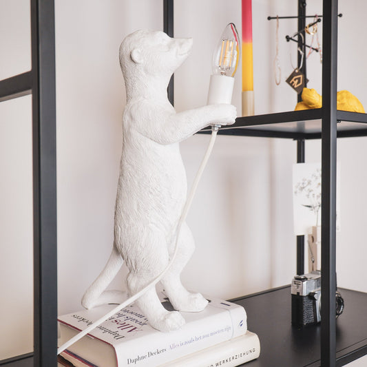 Lamp - Stokstaartje - Polyresin - Beige  - 15x10x38cm