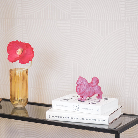 Ornament - Pomeriaan - Hond - Polyresin - Roze - 10.5x5x9cm