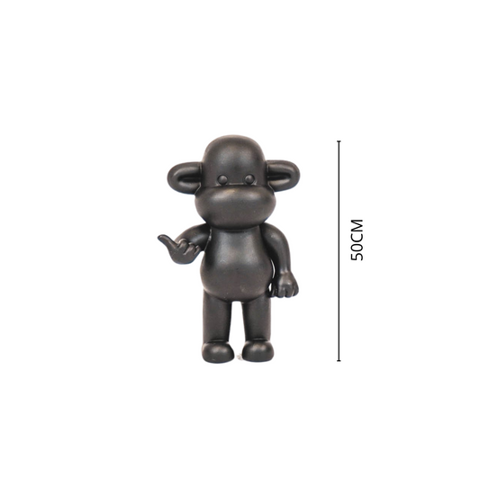 Ornament - Hang loose Aap Beeld 'The Legend' - Polyresin - Zwart - 33x21x50cm