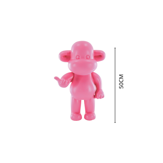 Ornament - Hang loose Aap Beeld 'The Legend'  - Polyresin - Roze - 33x21x50cm