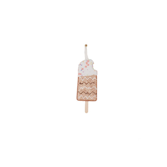 Kerst Hangers - 3 Ijsjes - Foam - Bruin met Spikkels -S3 -5x14cm